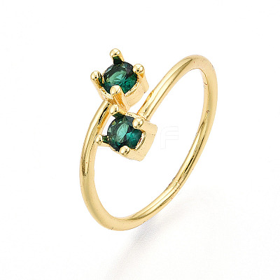 Brass Micro Pave Cubic Zirconia Cuff Rings for Women KK-T070-114-1