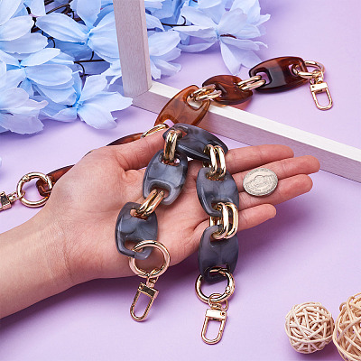 2Pcs 2 Colors Acrylic Curb Chain Bag Strap FIND-GN0001-28-1