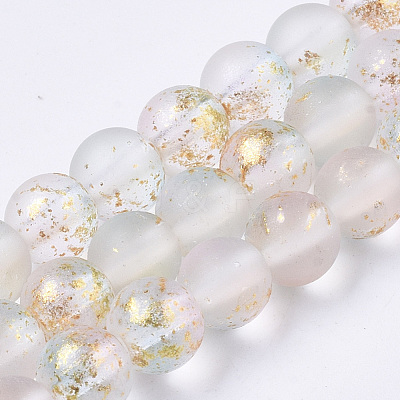 Frosted Spray Painted Glass Beads Strands GLAA-N035-03B-C07-1