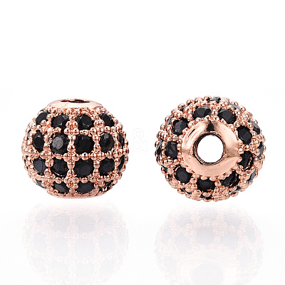 Rack Plating Brass Cubic Zirconia Beads ZIRC-S001-8mm-B01-1