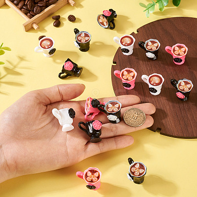 16Pcs 4 Colors Resin Coffee Model Ornaments AJEW-TA0002-79-1