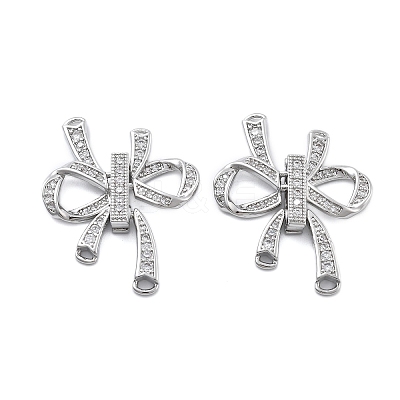 Brass Micro Pave Clear Cubic Zirconia Fold Over Clasps KK-B125-02P-1