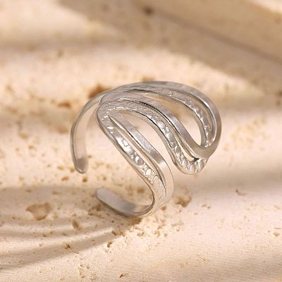 304 Stainless Steel Open Cuff Rings WGEC3B2-01-1