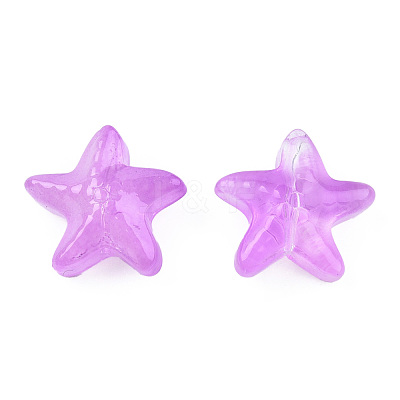 Transparent Spray Painted Glass Beads GLAA-N035-027-C05-1