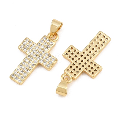 Brass Micro Pave Clear Cubic Zirconia Pendants CU-CBADC6C-05G-01-1
