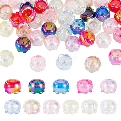 50Pcs UV Plated Transparent Acrylic Bead Caps TACR-TA0001-74-1
