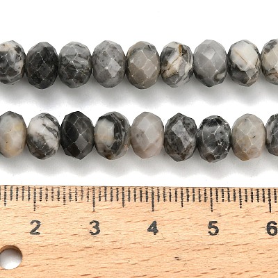Natural Black Silk Stone/Netstone Beads Strands G-Z111-A45-1