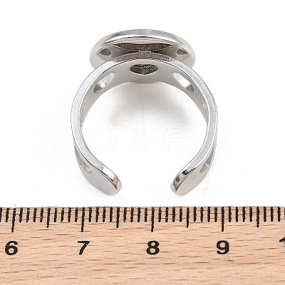 Hollow Heart 304 Stainless Steel Cuff Ring Components SA-CBA82C8-02D-P-1