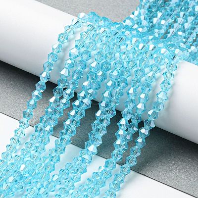 Transparent Electroplate Glass Beads Strands GLAA-F029-3mm-C20-1