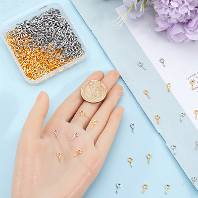 600Pcs 2 Colors Iron Screw Eye Pin Peg Bails IFIN-SP0001-06-1