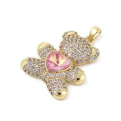 Brass Micro Pave Cubic Zirconia Pendants KK-P300-03G-02-1