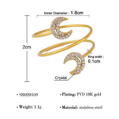 304 Stainless Steel Micro Pave Clear Cubic Zirconia Cuff Open Rings for Women WG6D6AE-04-1