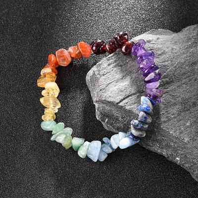 Chakra Gemstone Stretch Bracelets X-BJEW-JB02288-01-1