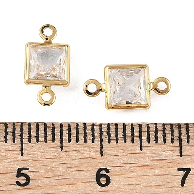 SHEGRACE Brass Pave Cubic Zirconia Square Connector Charms XGRQ2O831-440A-G-1