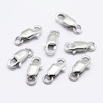 Anti-Tarnish Rhodium Plated 925 Sterling Silver Lobster Claw Clasps STER-K167-075D-P-1