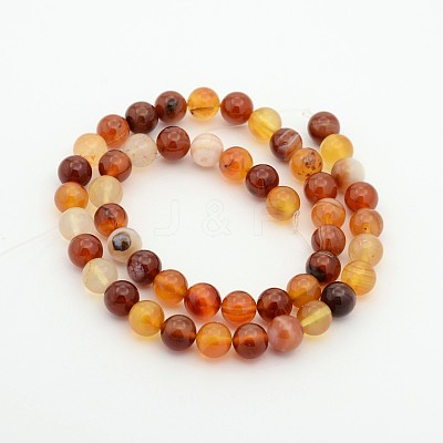 Natural Red Agate Dyed Round Bead Strands G-P070-20-8mm-1