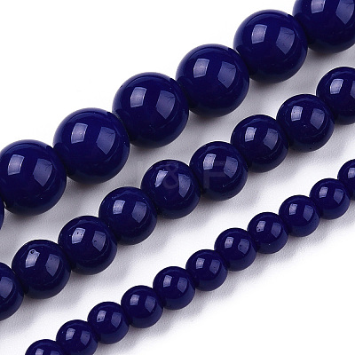 Opaque Solid Color Glass Beads Strands GLAA-T032-P8mm-03-1