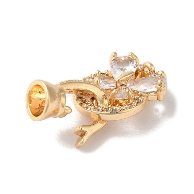 Brass Micro Pave Cubic Zirconia Fold Over Clasps KK-B098-06G-01-1