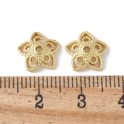 Flower Brass Bead Caps KK-F892-34G-14-1