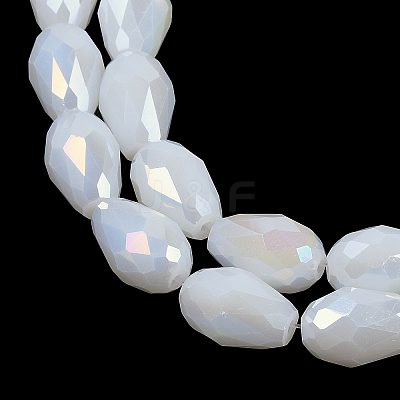 Opaque Solid Color Electroplate Glass Beads Strands EGLA-N013-J8mm-B03-1