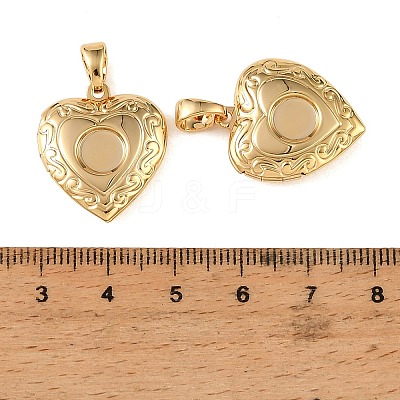 Floral Embossed Brass Locket Pendants KK-CBA7157-03G-1