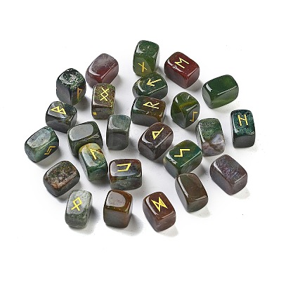 Rectangle Natural Indian Agate Rune Stones G-Z059-01H-1