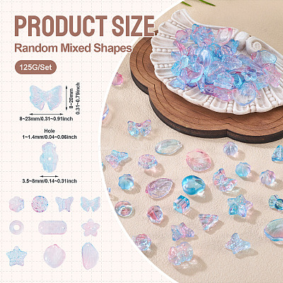125G Gradient Color Transparent Glass Beads GLAA-TA0003-58A-1