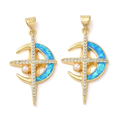 Rack Plating Brass Micro Pave Cubic Zirconia Pendants KK-P268-08C-G-1