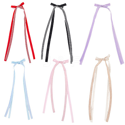 6Pcs 6 Colors Lace Bowknot Polyester Alligator Hair Clips PHAR-CY0001-02-1