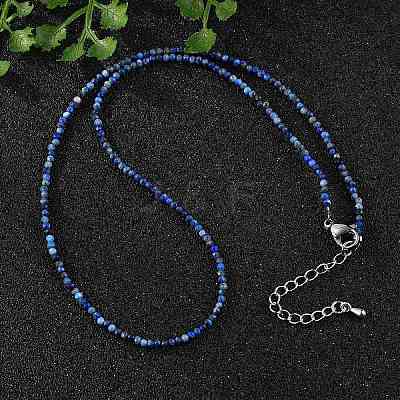 Natural Lapis Lazuli Beaded Necklaces NJEW-JN02492-01-1