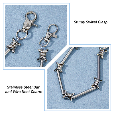 1Pc Rock Style Stainless Steel Barbed Wire Link Chains for Pants AJEW-HS0001-44-1