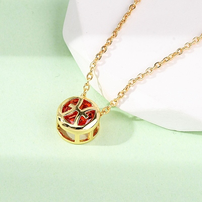 Brass Pave Cubic Zirconia Birth Stone Constellation Pendant Cable Chain Necklaces NJEW-D334-01G-05-1