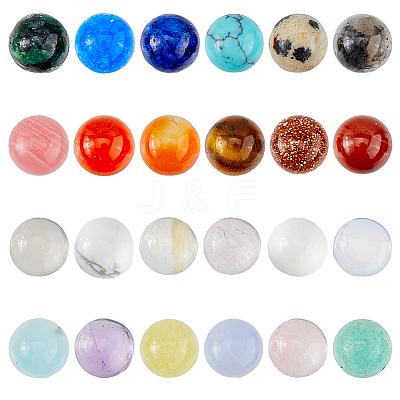 48Pcs 24 Styles Natural & Synthetic Mixed Gemstone Cabochons G-FH0002-50-1