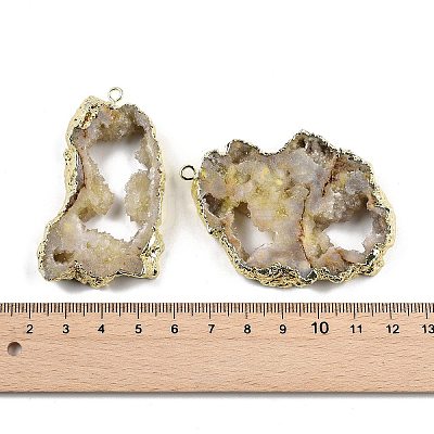 Dyed Nuggets Natural Druzy Geode Agate Big Pendants G-M287-09-1