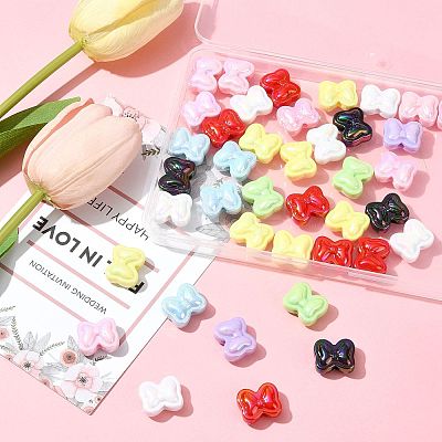 40Pcs UV Plating Opaque Acrylic Beads OACR-FS0002-28-1