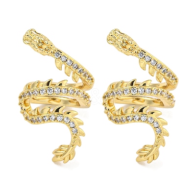 Brass Micro Pave Cubic Zirconia Cuff Earrings EJEW-C104-101G-1