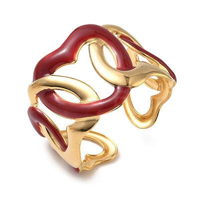 304 Stainless Steel Enamel Cuff Bangles for Women LS-BJEW-F518-03A-G-1