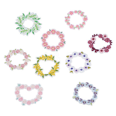 9Pcs Polyester Clothing Patches DIY-TAC0010-42-1