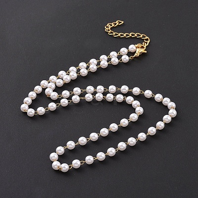 PVD Vacuum Plating 304 Stainless Steel Beaded Necklaces NJEW-E064-08G-1