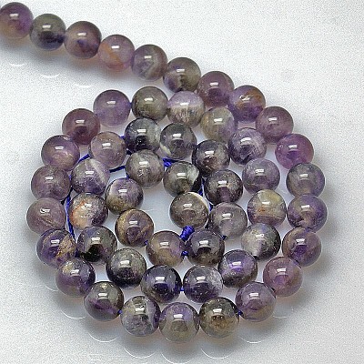 Natural Amethyst Round Bead Strands G-L170-8mm-03-1