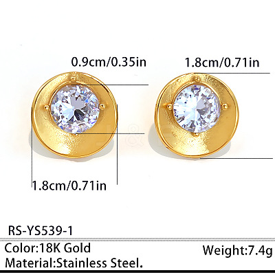 304 Stainless Steel Pave Clear Cubic Zirconia Stud Earrings for Women WG13AAB-01-1