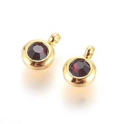 304 Stainless Steel Rhinestone Charms STAS-P237-10G-05-1
