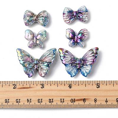 24Pcs 6 Styles UV Plating Printed Opaque Acrylic Beads PACR-FS0001-10-1