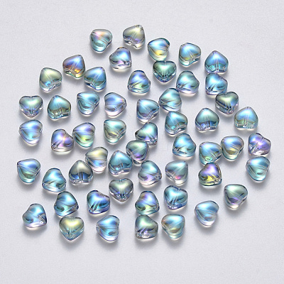 Transparent Spray Painted Glass Beads GLAA-R211-02-D01-1