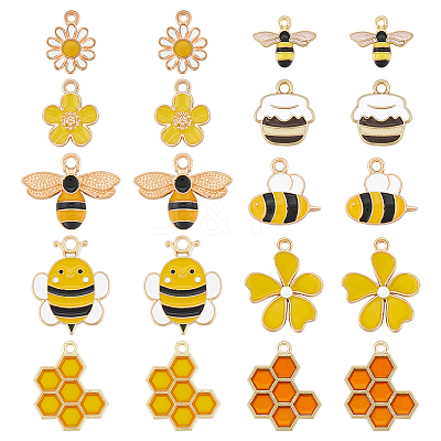 40Pcs 10 Styles Alloy Enamel Pendants ENAM-SC0004-70-1