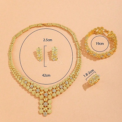 Zinc Alloy Rhinestone Bracelets & Earrings & Necklaces & Rings Sets FS-WG1CFA3-01-1