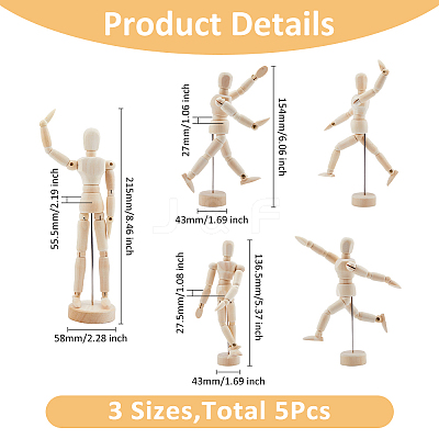3 Styles Unfinished Blank Wooden Puppet DIY-FH0006-97-1
