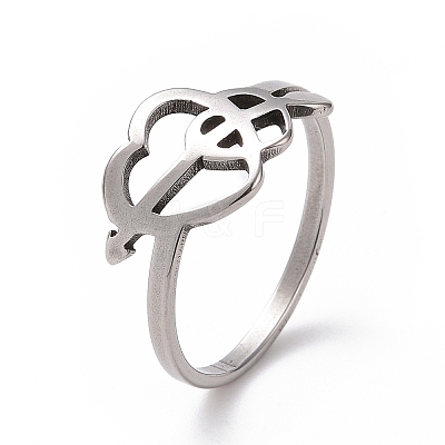 Non-Tarnish 201 Stainless Steel Arrow of Cupid Finger Ring RJEW-J051-19P-1