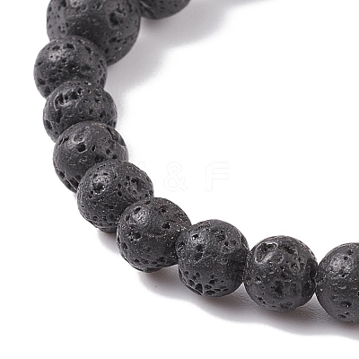 Natural Lava Rock & Coconut Stretch Bracelet with Gemstone Beads BJEW-JB08220-1