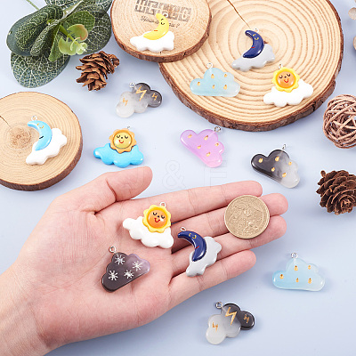 40Pcs 10 Style Opaque Resin Pendants RESI-KS0001-12-1